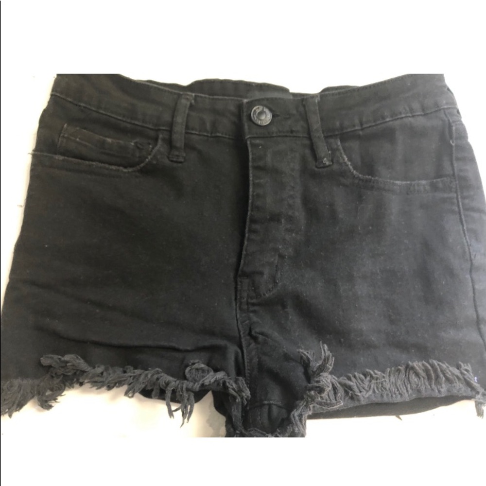 Vervet high-rise black shorts, distressed bottoms